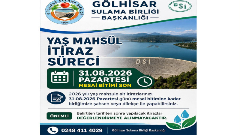 Sulama Birliği Üreticileri Uyarıyor: 31 Ağustos Son